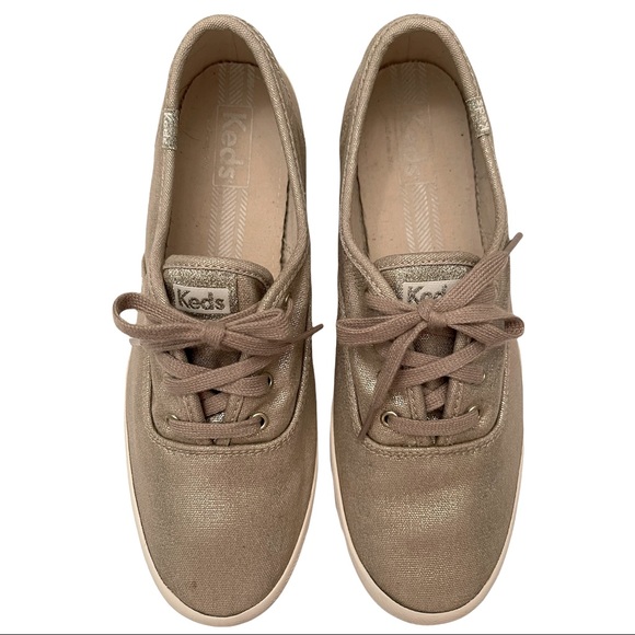 KEDS Champion Sneaker Metallic Gold Shantung EUC - Picture 3 of 8